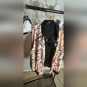 Collection B Blush and Black Floral Blazer